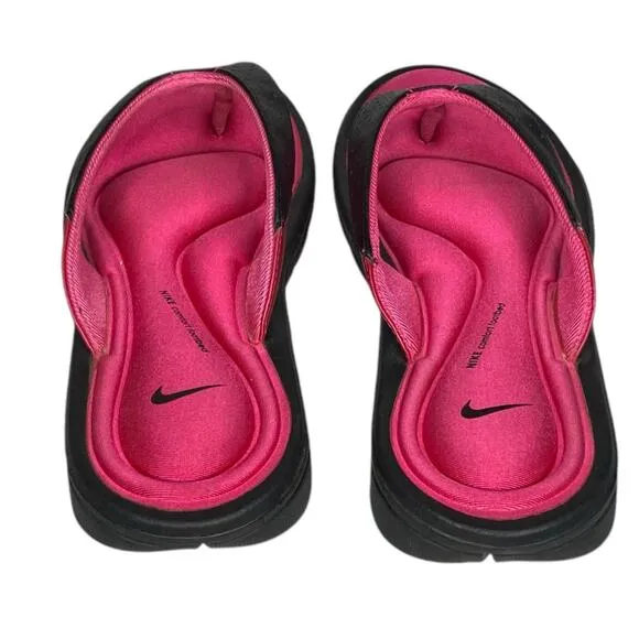 Nike Comfort Thong Sandals Black Pink Cushioned Footbed Flip Flop Size 6