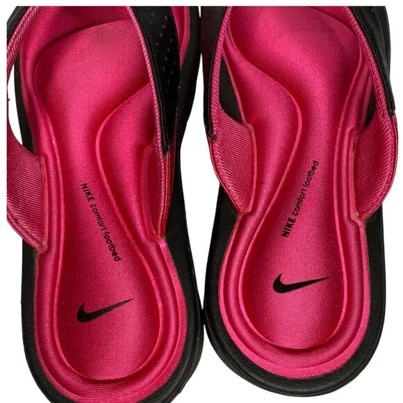Nike Comfort Thong Sandals Black Pink Cushioned Footbed Flip Flop Size 6