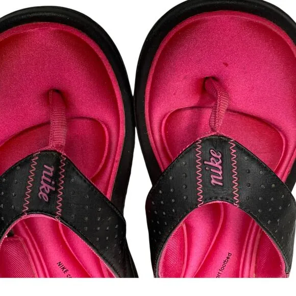 Nike Comfort Thong Sandals Black Pink Cushioned Footbed Flip Flop Size 6