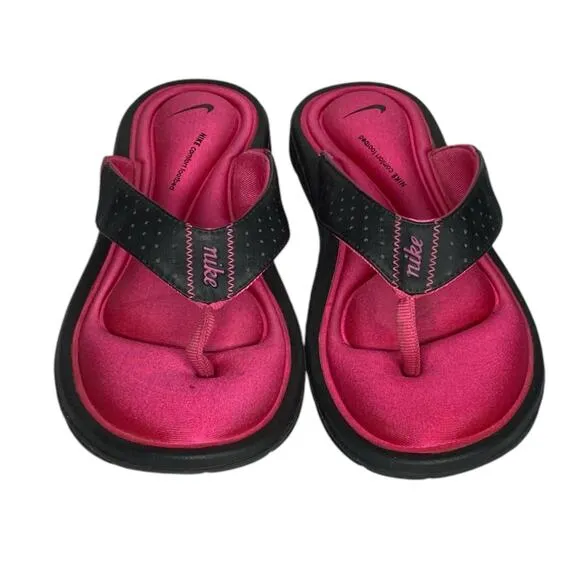 Nike Comfort Thong Sandals Black Pink Cushioned Footbed Flip Flop Size 6