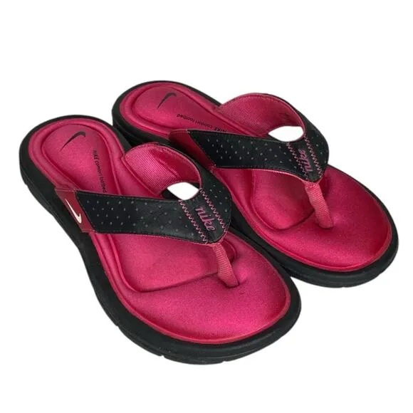 Nike Comfort Thong Sandals Black Pink Cushioned Footbed Flip Flop Size 6