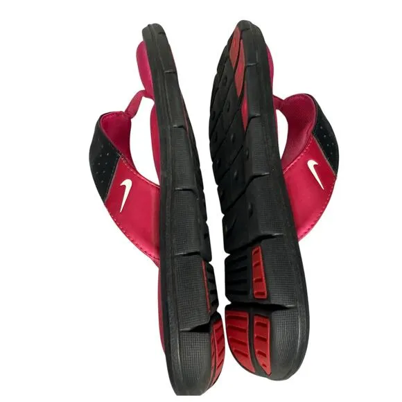 Nike Comfort Thong Sandals Black Pink Cushioned Footbed Flip Flop Size 6