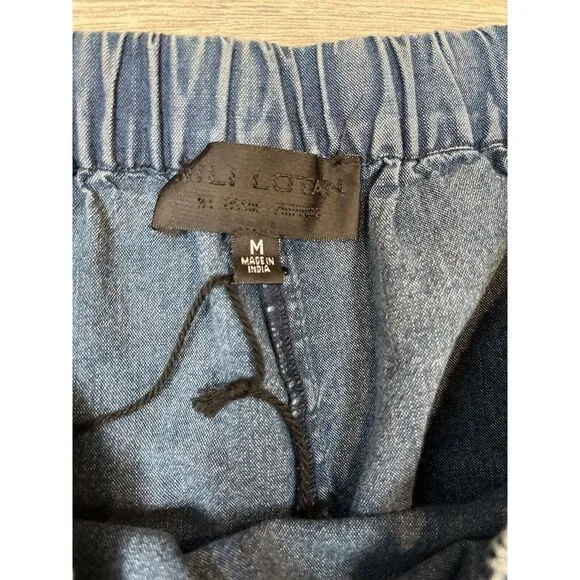 Nili Lotan Tilly Cotton Chambray Denim Shorts High Waisted Pull-on, Size‎ Medium