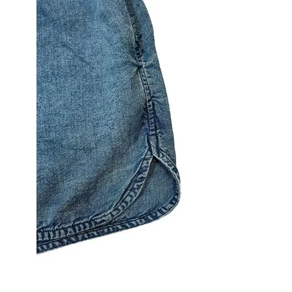 Nili Lotan Tilly Cotton Chambray Denim Shorts High Waisted Pull-on, Size‎ Medium