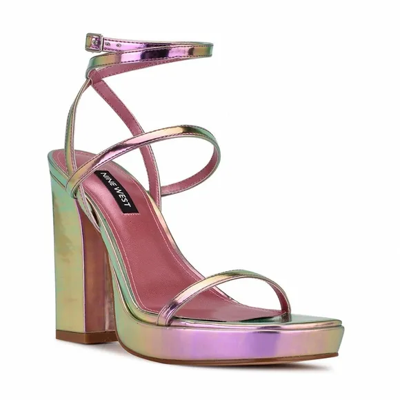 NINE WEST BENZ Iridescent Dress Platform Sandals