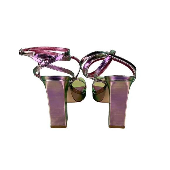 NINE WEST BENZ Iridescent Dress Platform Sandals