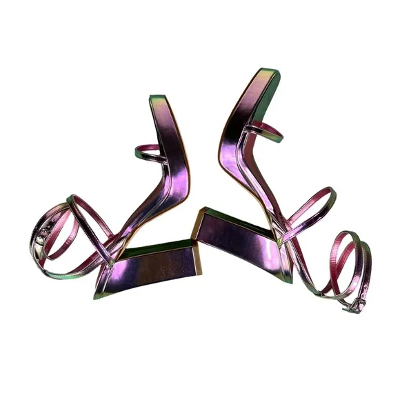 NINE WEST BENZ Iridescent Dress Platform Sandals