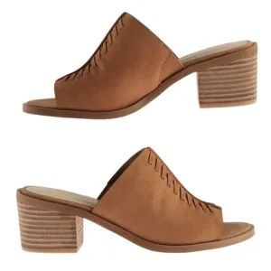 Nine West Rahima Mule Block  Heels Women’s Brown Sandals Size 9.5 M