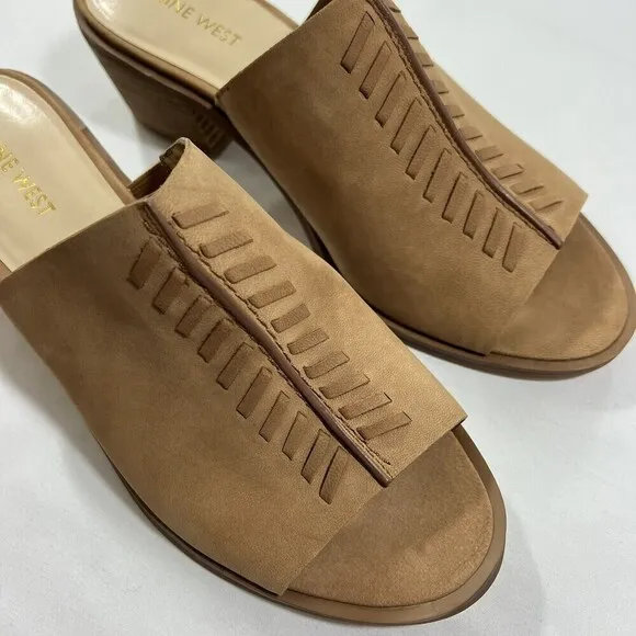 Nine West Rahima Mule Block  Heels Women’s Brown Sandals Size 9.5 M