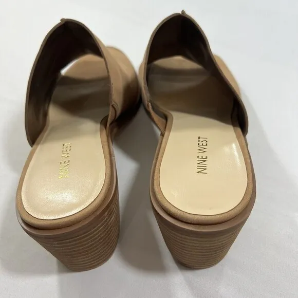 Nine West Rahima Mule Block  Heels Women’s Brown Sandals Size 9.5 M