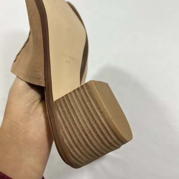 Nine West Rahima Mule Block  Heels Women’s Brown Sandals Size 9.5 M