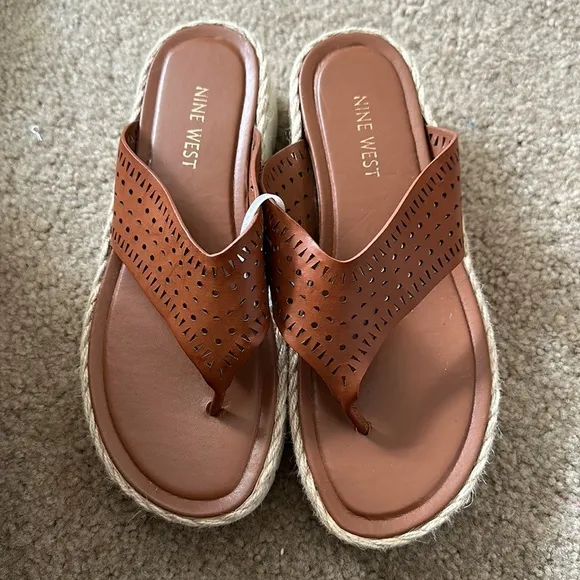 NINE WEST Santo Platform Flip Flop Sandals, Size 7