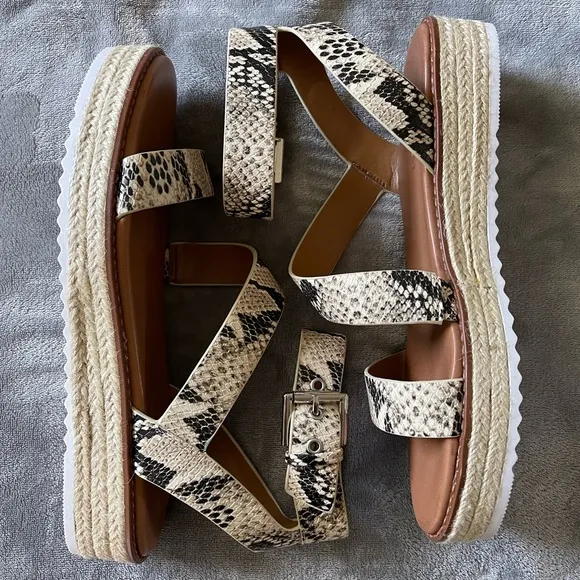 Nine West snake print wedge espadrille sandals
