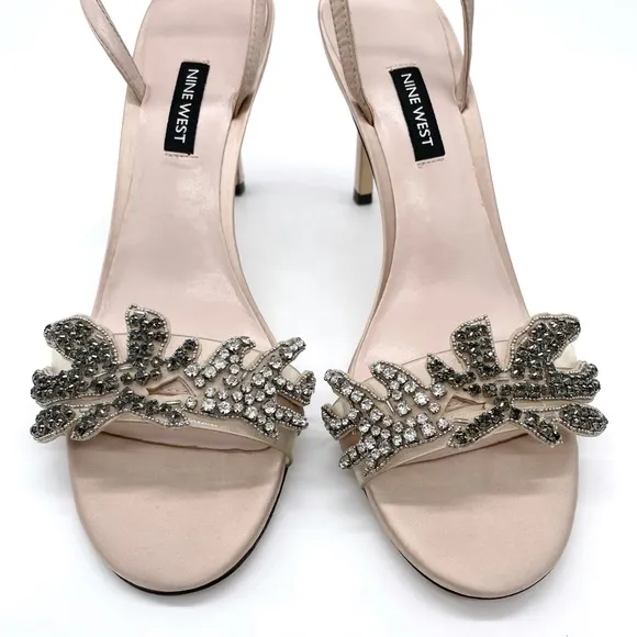 Nine West Women JaimeLee Embellished Nude Sandals