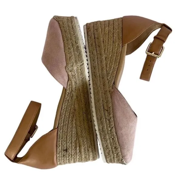 Nine West Womens Ariela Espadrille Buckle Wedge Sandals Blush Pnk Size 8 M
