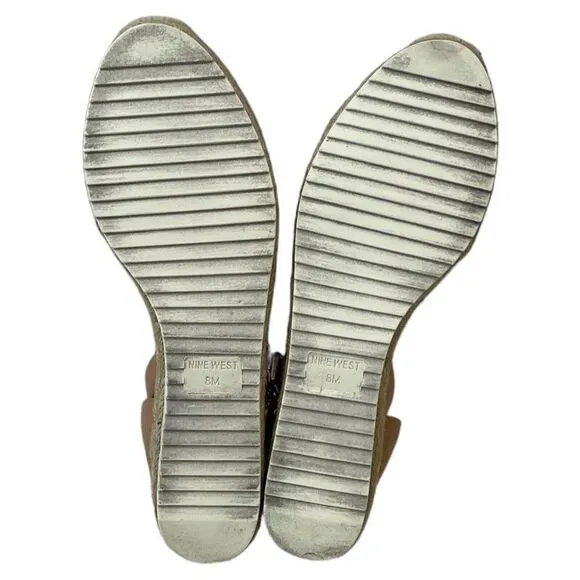 Nine West Womens Ariela Espadrille Buckle Wedge Sandals Blush Pnk Size 8 M
