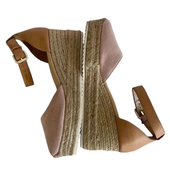 Nine West Womens Ariela Espadrille Buckle Wedge Sandals Blush Pnk Size 8 M