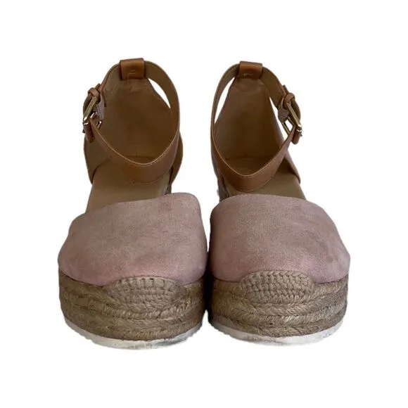 Nine West Womens Ariela Espadrille Buckle Wedge Sandals Blush Pnk Size 8 M