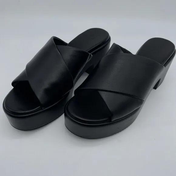 Nordstrom Rack Caleigh Crossover Slide / Sandals Women's 9M Black Platform