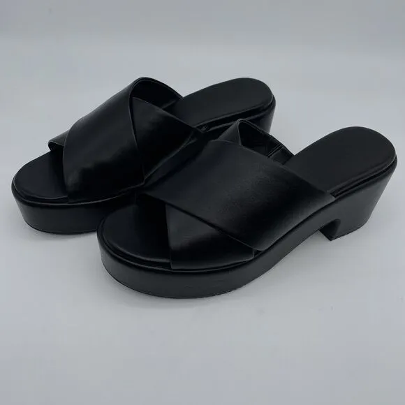 Nordstrom Rack Caleigh Crossover Slide / Sandals Women's 9M Black Platform