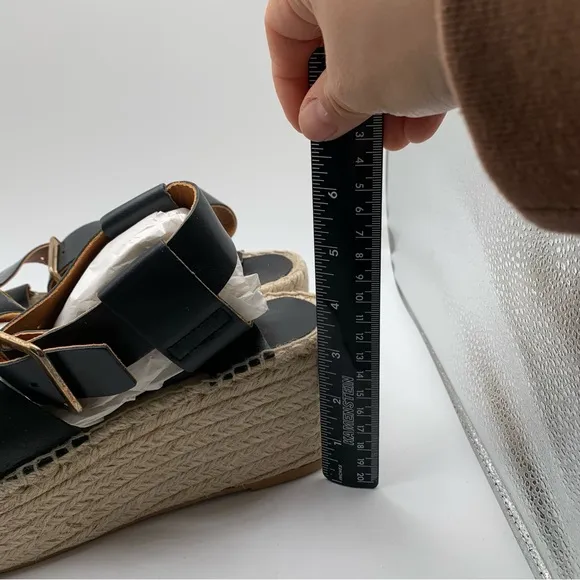 NWB Alohas Kailua  Black  Platform Wedge Leather Espadrille Sz 39 /8.5 1699