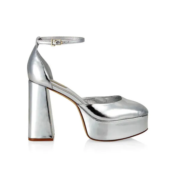 NWB LARROUDE Ari Metallic Leather Ankle-Strap Platform Sandals US SZ 11 $350