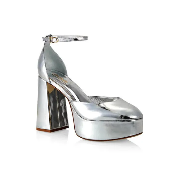 NWB LARROUDE Ari Metallic Leather Ankle-Strap Platform Sandals US SZ 11 $350