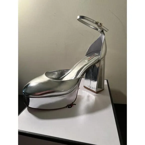 NWB LARROUDE Ari Metallic Leather Ankle-Strap Platform Sandals US SZ 11 $350