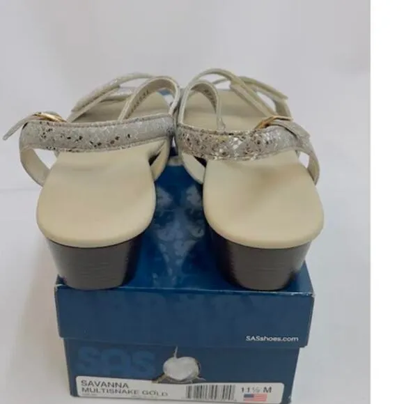 NWB! SAS Women's Savanna Sandals Multi/Snake Gold 11.5 M (B)