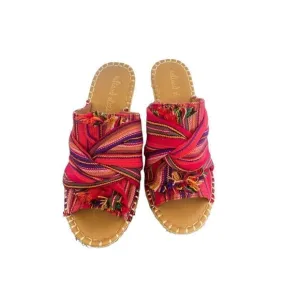 NWOB Altar’d State Hesper Red Multi Wedge Sandal SZ 8.5. Boho/ Tribal / Fabric
