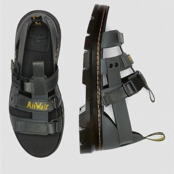 NWOB Dr. Martens Pearson Webbing  Element Sandals in Black unisex Leather