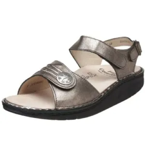 NWOB Finn Comfort Sausalito Leather Adjustable Strap Sandals Silver size 36 US 6