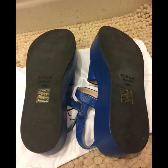 NWOB Furla Leather wedge platform sandals.