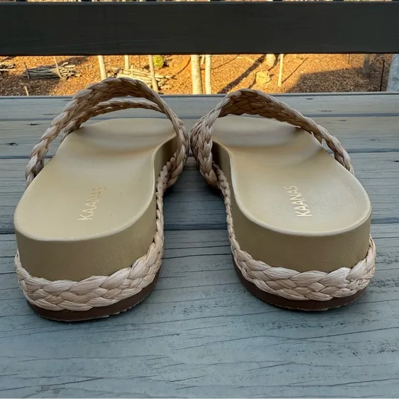 NWOB Kaanas Catalina rafia pool slide in natural shoes size 10