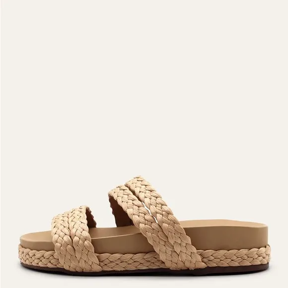 NWOB Kaanas Catalina rafia pool slide in natural shoes size 10