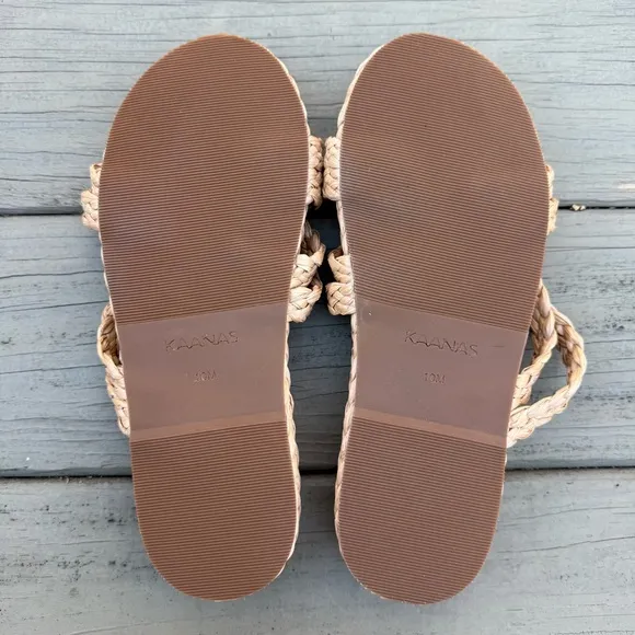 NWOB Kaanas Catalina rafia pool slide in natural shoes size 10