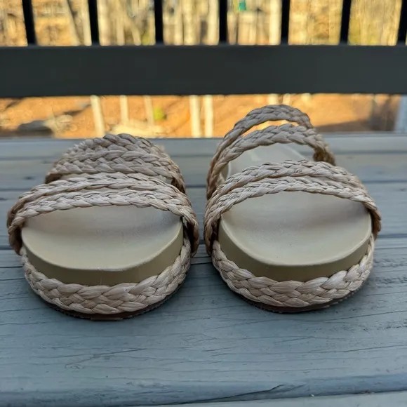 NWOB Kaanas Catalina rafia pool slide in natural shoes size 10