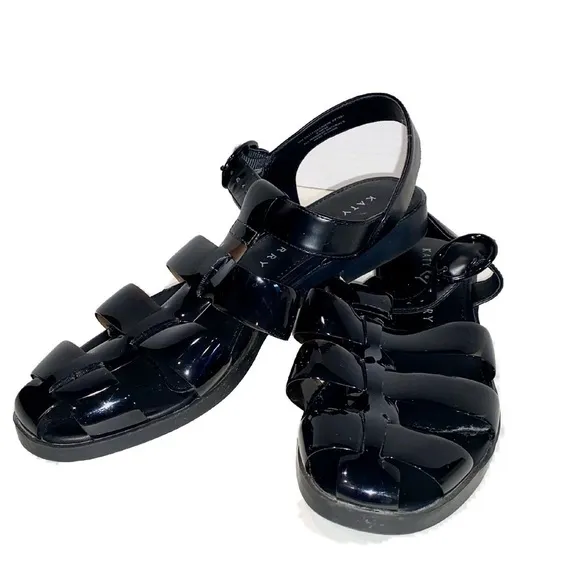 NWOB — Katy Perry Geli Fisherman Retro Sandals Black Size 9.5