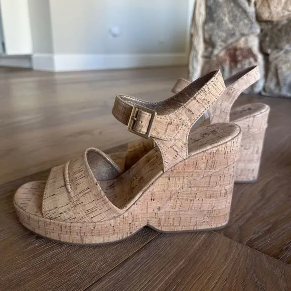 NWOB Korks Bardot II Wedge Comfort Sandals in Natural