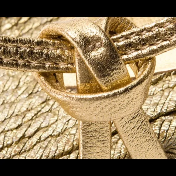 NWOB LAUREN RALPH LAUREN Makayla Flat Espadrille Thong Sandals Gold 5