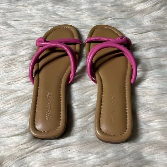 NWOB Madewell The Amel Leather Slide Sandal in Raspberry Frosting