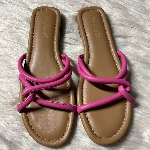 NWOB Madewell The Amel Leather Slide Sandal in Raspberry Frosting