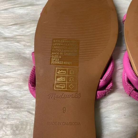NWOB Madewell The Amel Leather Slide Sandal in Raspberry Frosting