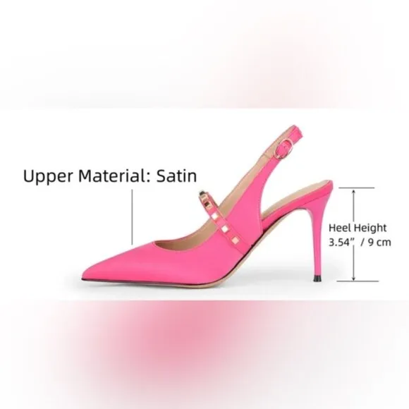 NWOB MEILYGRSS High Quality HANDMADE Metallic Rivets Satin Heels Sandals 9.5