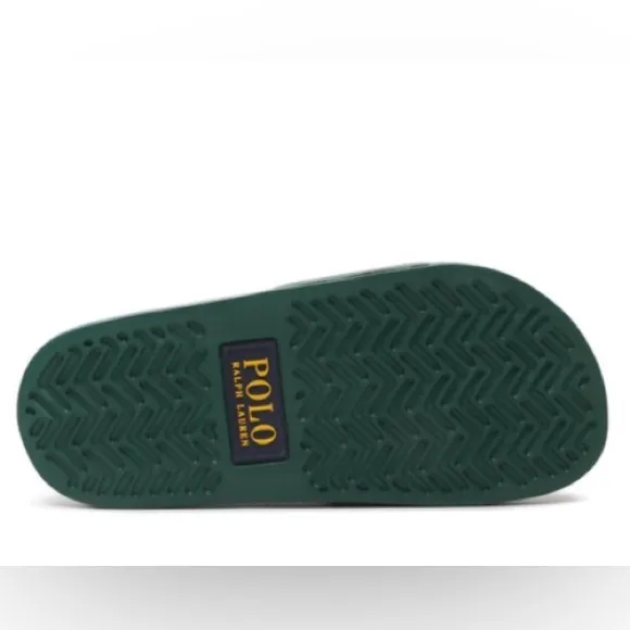 NWOB Polo Ralph Lauren Big Polo Bear Pool Slides Sandals Forest Green