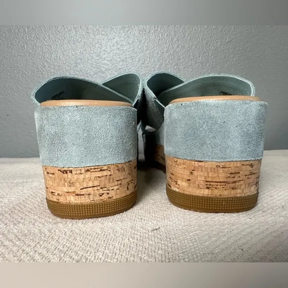 NWOB*** SOREL CAMERON FLATFORM MULE WEDGE SANDALS WOMENS Light Blue Size 7
