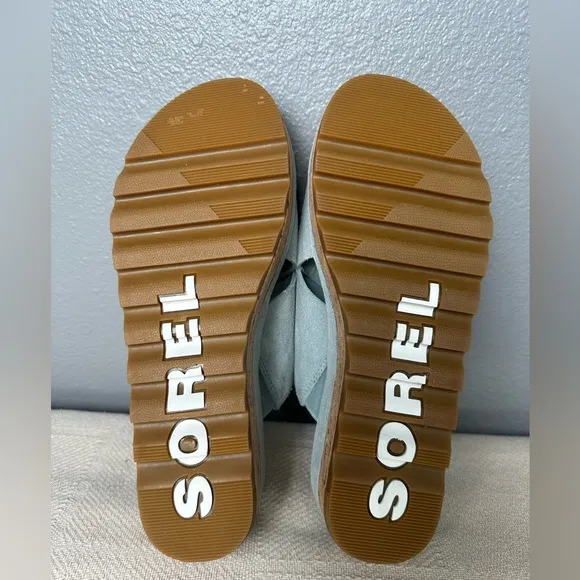 NWOB*** SOREL CAMERON FLATFORM MULE WEDGE SANDALS WOMENS Light Blue Size 7