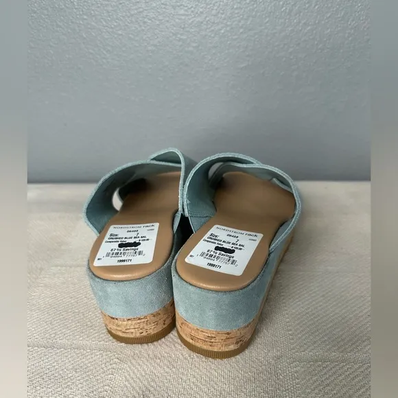 NWOB*** SOREL CAMERON FLATFORM MULE WEDGE SANDALS WOMENS Light Blue Size 7