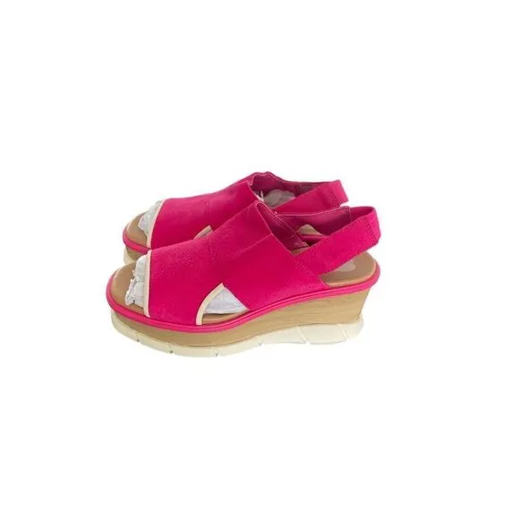 NWOB Sorel Joannie lll Slingback Fizz Chalk Fuschia Wedge Sandals Size 6.5
