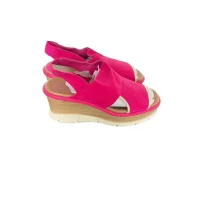 NWOB Sorel Joannie lll Slingback Fizz Chalk Fuschia Wedge Sandals Size 6.5